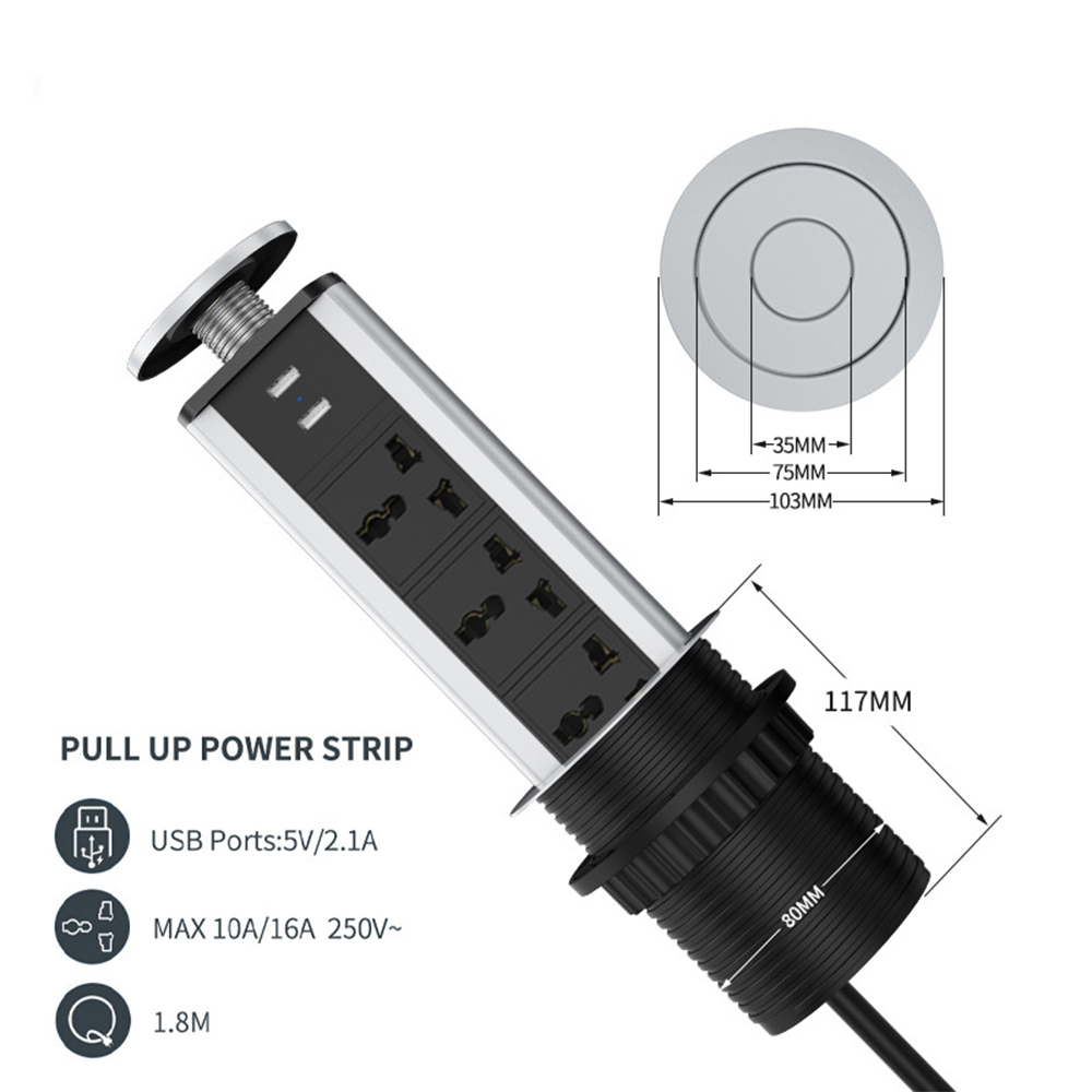 Prises pop-up de bureau à prise universelle