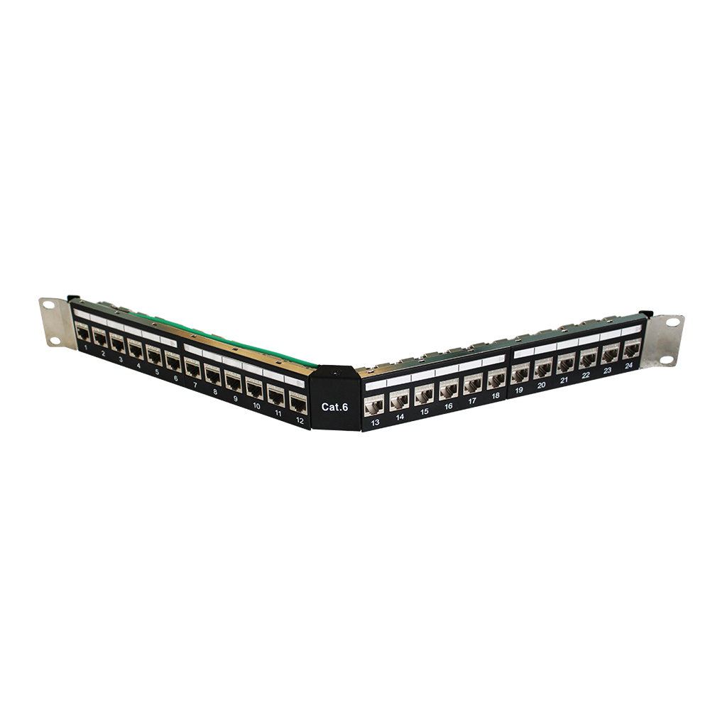  Panneau de brassage CAT6 coudé FTP 1U 24 ports avec prises sans outil