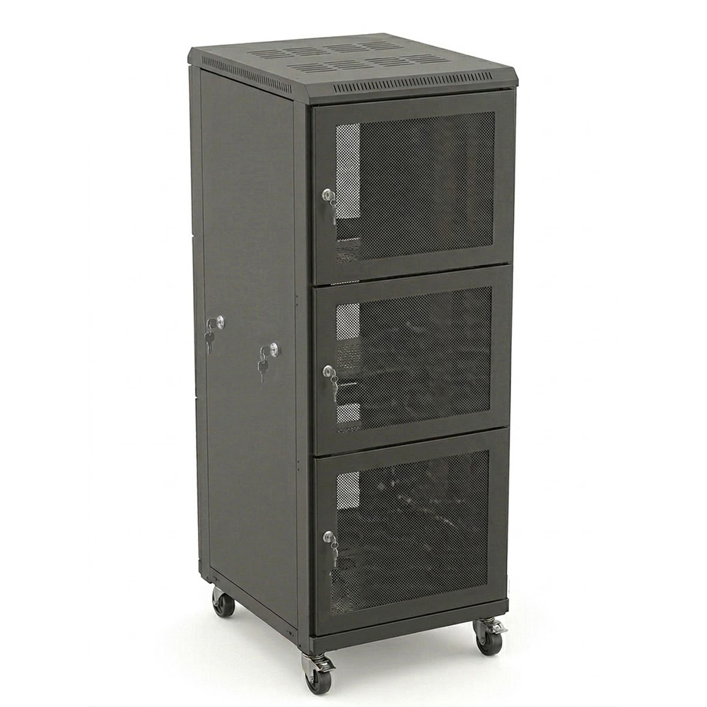 Armoire rack serveur 42U à 3 compartiments 800x1000 | Armoire réseau robuste à profil 9 volets avec portes grillagées ARC 