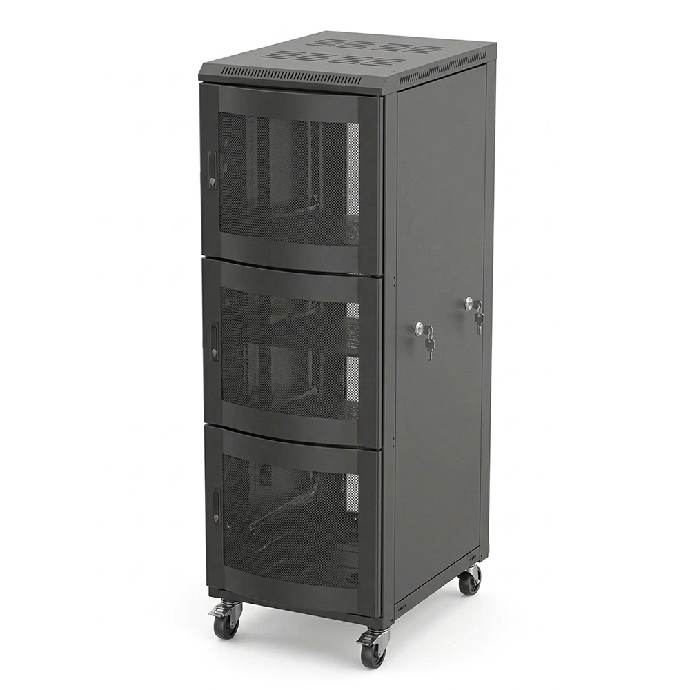Armoire rack serveur 42U à 3 compartiments 800x1000 | Armoire réseau robuste à profil 9 volets avec portes grillagées ARC 
