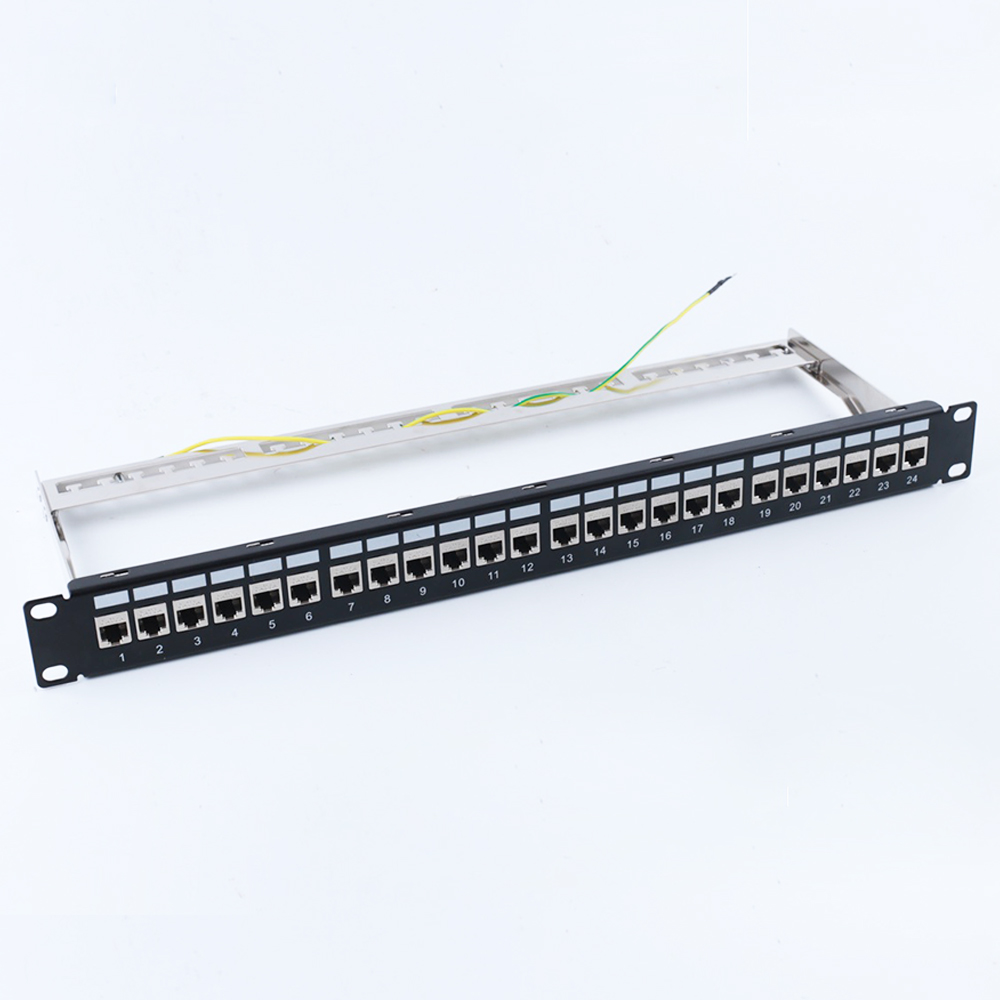 Panneau de brassage vierge STP 1U 24 ports monté en rack pour câblage en cuivre
