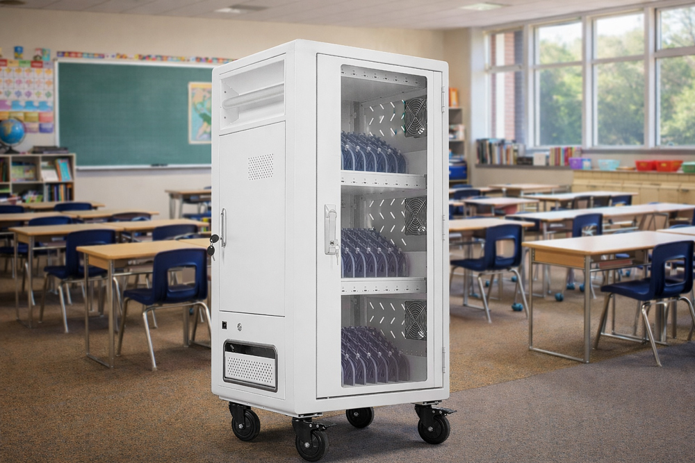 salle de classe avec chariot de chargement