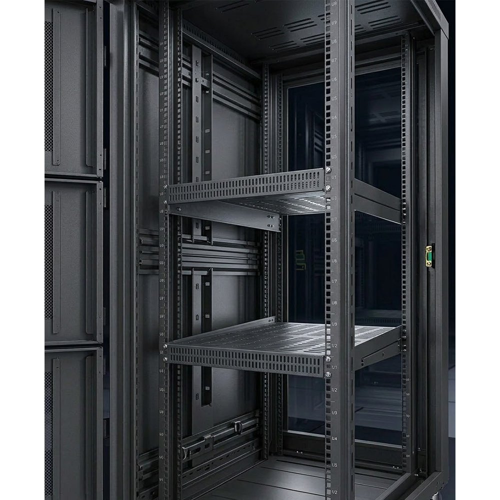 Armoire rack serveur 42U à 3 compartiments 800x1000 | Armoire réseau robuste à profil 9 volets avec portes grillagées ARC 