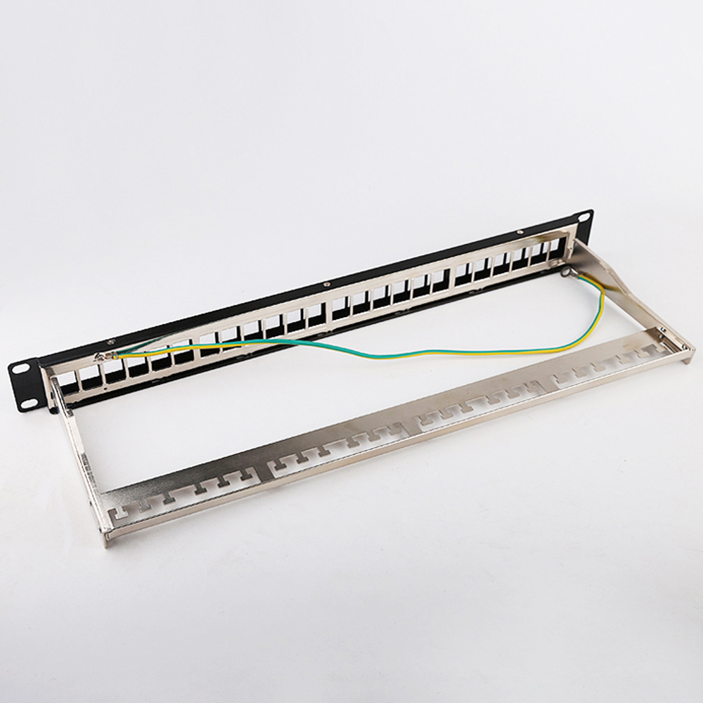 Panneau de brassage vierge STP 1U 24 ports monté en rack pour câblage en cuivre