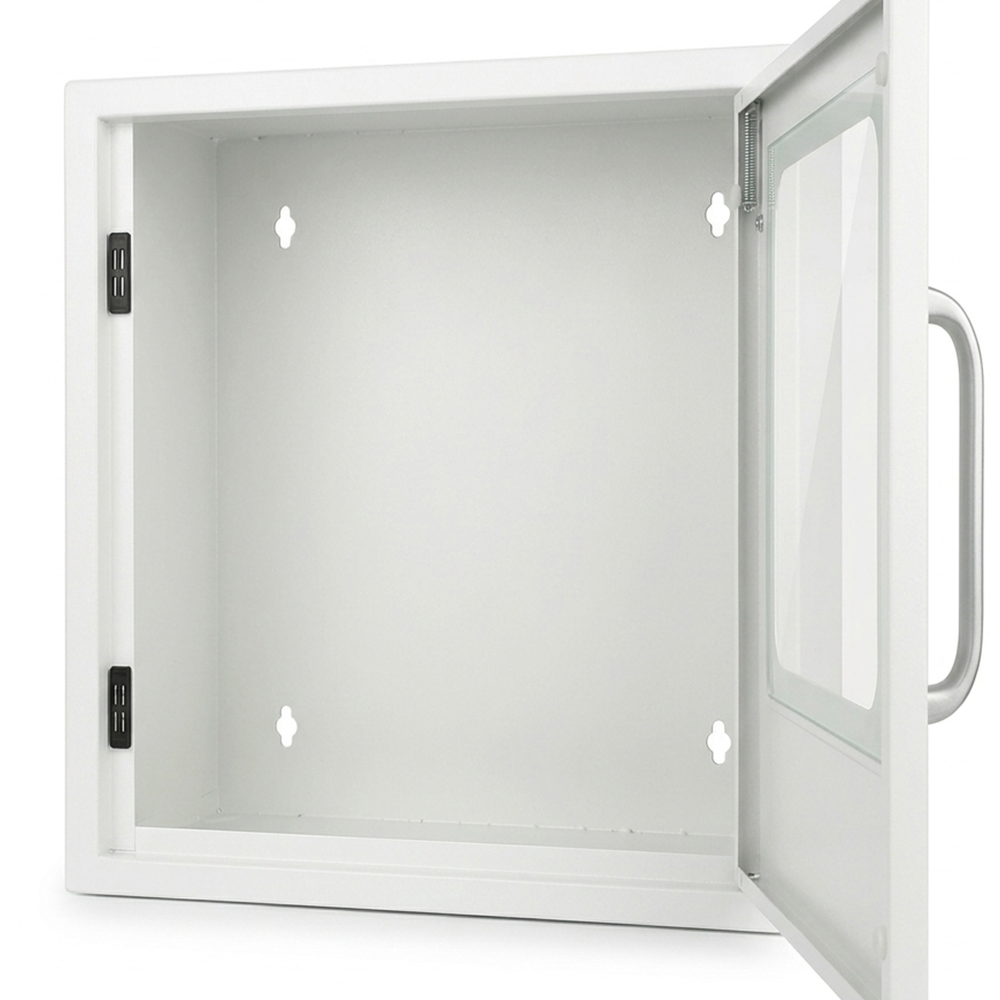 Armoire de rangement murale en acier avec porte vitrée – Fermeture magnétique, 380 × 210 × 382 mm