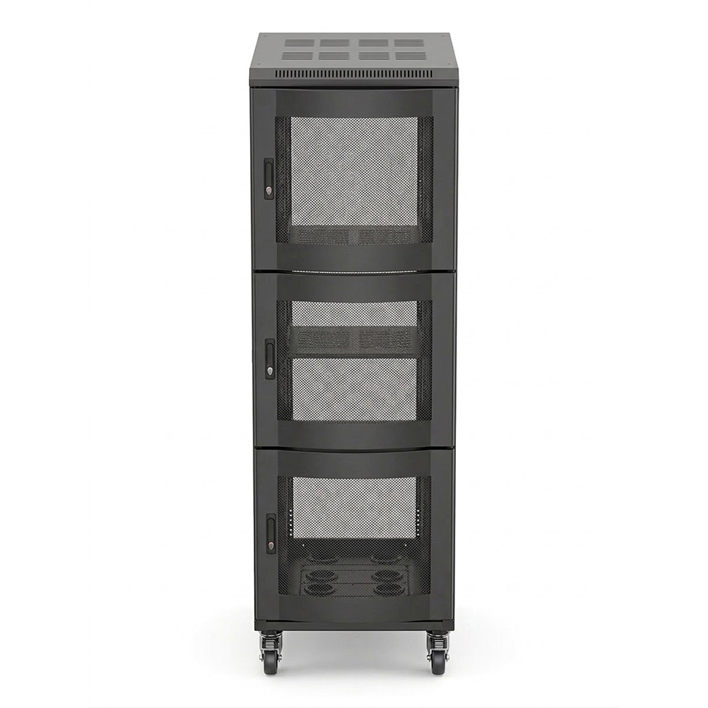 Armoire rack serveur 42U à 3 compartiments 800x1000 | Armoire réseau robuste à profil 9 volets avec portes grillagées ARC 