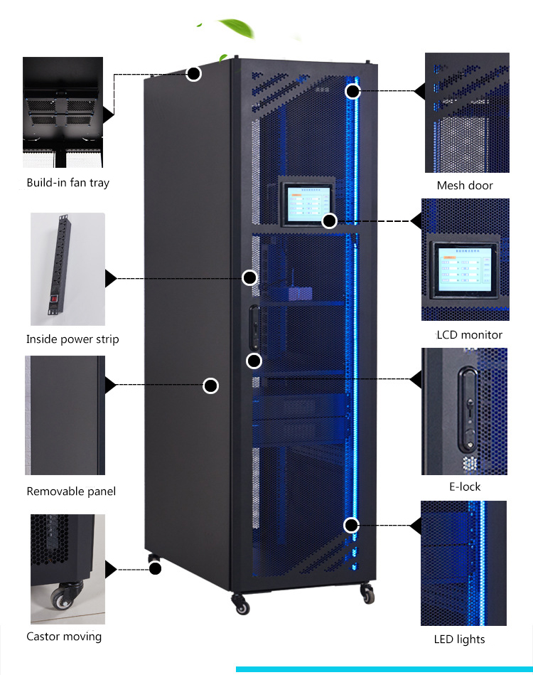 Armoire rack serveur intelligente 19 ' avec écran LCD pour surveiller et contrôler à distance