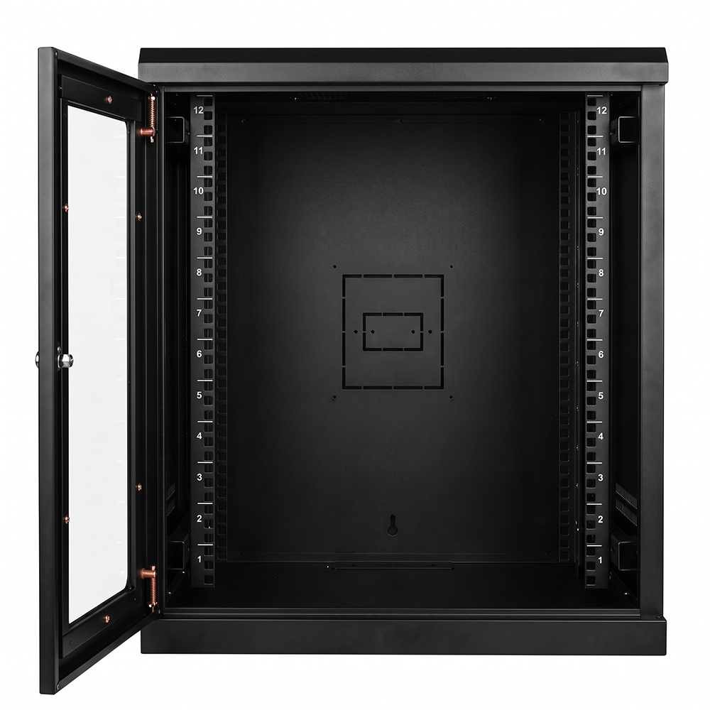 Armoire de données réseau à montage mural de 19 pouces avec porte en verre de type cadre et rails de type S
