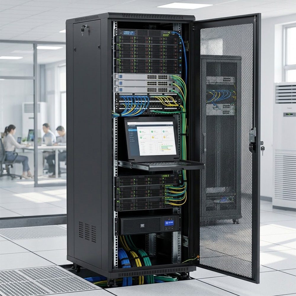 Armoire rack serveur autonome WEBIT Slimline 42U 600 x 800 | Type de porte à maille unique